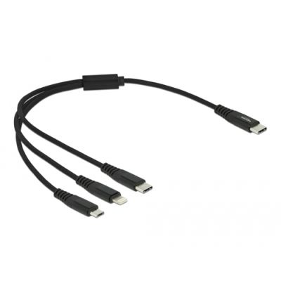 DeLOCK 87148 USB Kabel 0,3 m USB 2.0 USB C USB C/Micro-USB B/Lightning Schwarz