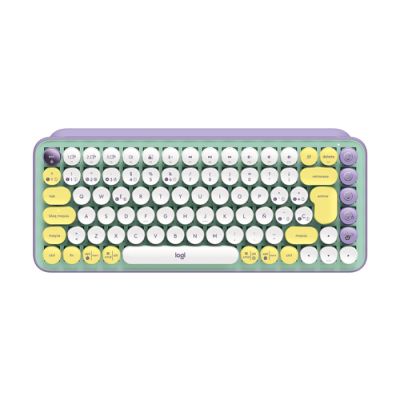 Logitech POP Keys Wireless Mechanical Keyboard With Emoji Keys Tastatur RF Wireless + Bluetooth QWERTY Spanisch Mintfarbe, Violett, Weiß, Gelb