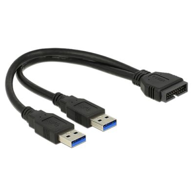 DeLOCK 0.25m USB3.0/2xUSB3.0 USB Kabel 0,25 m USB 3.2 Gen 1 (3.1 Gen 1) 2 x USB A Schwarz