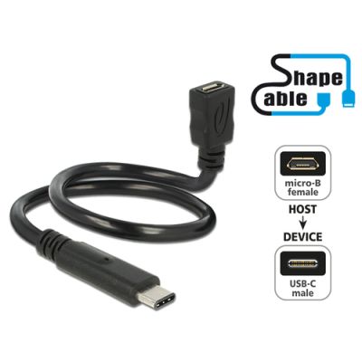 DeLOCK 0.35m, USB2.0-C/USB2.0 Micro-B USB Kabel 0,35 m USB C Micro-USB B Schwarz