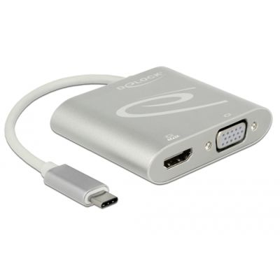 DeLOCK 87705 Videokabel-Adapter 0,15 m USB Typ-C HDMI + VGA (D-Sub) Silber