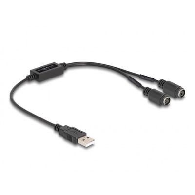 DeLOCK 61061 PS/2-Kabel 0,43 m 2x 6-p Mini-DIN USB A Schwarz