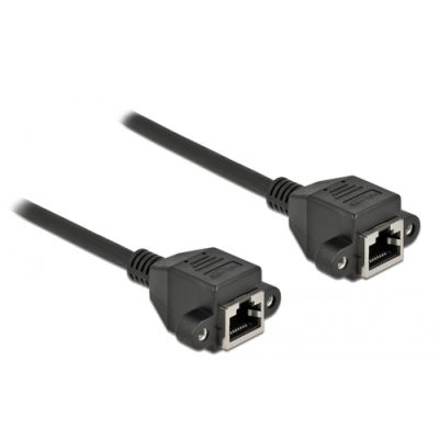 DeLOCK Netzwerk Verlängerungskabel S/FTP RJ45 Buchse zu RJ45 Buchse Cat.6A 50 cm schwarz
