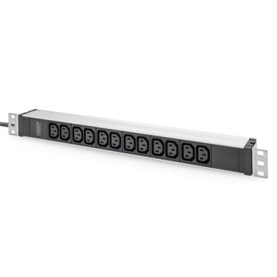 Digitus Steckdosenleiste mit Aluminiumprofil, 12-fach, 2 m Zuleitung Schutzkontaktstecker