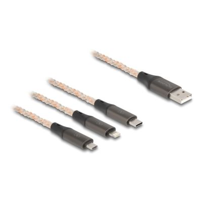 DeLOCK 88158 USB Kabel 1,2 m USB 2.0 USB A USB C/Micro-USB B/Lightning Transparent